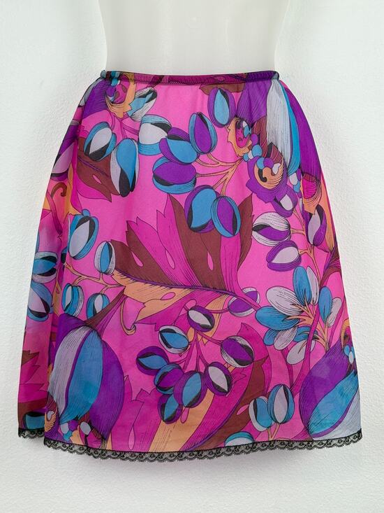 Bali Other - Vintage 60s BALI 4613 Abstract Psychedelic Mod Floral Retro Mini Half Slip M
